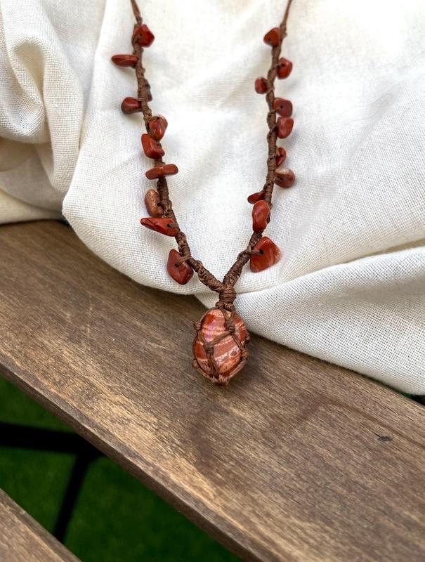 گردنبند سنگ جاسپر سرخ