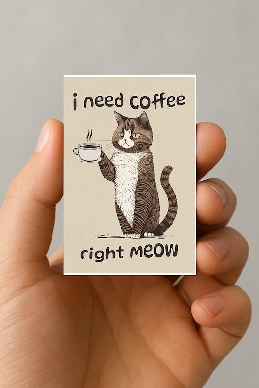 مگنت گربه i need coffee right meow