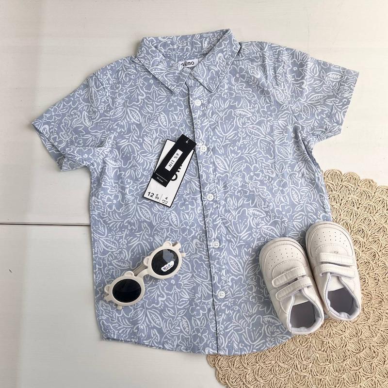 پيراهن آبي طرحدار برند gemo