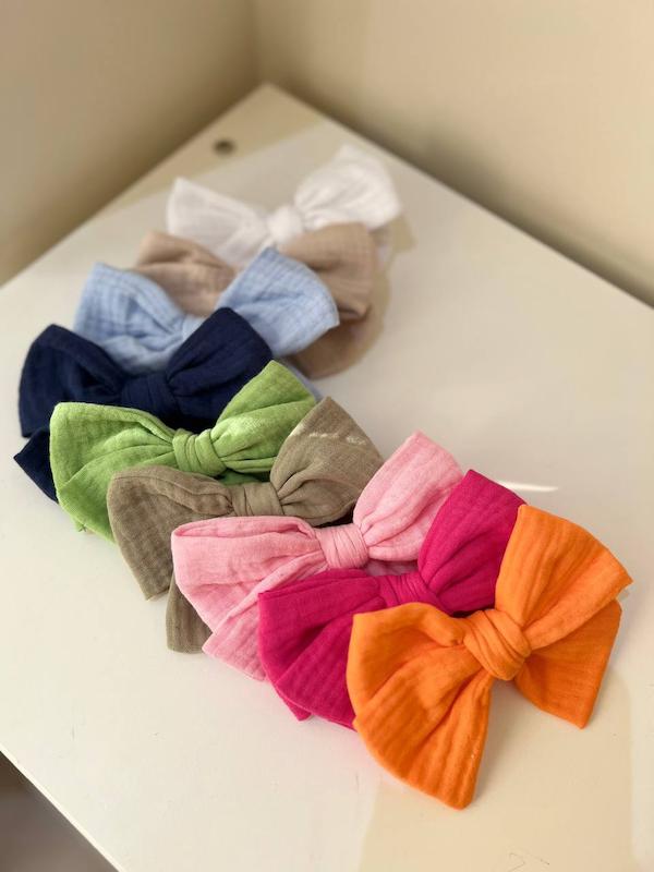 پاپيون گيره دار موسلين بزرگ ١٤ سانتي🎀