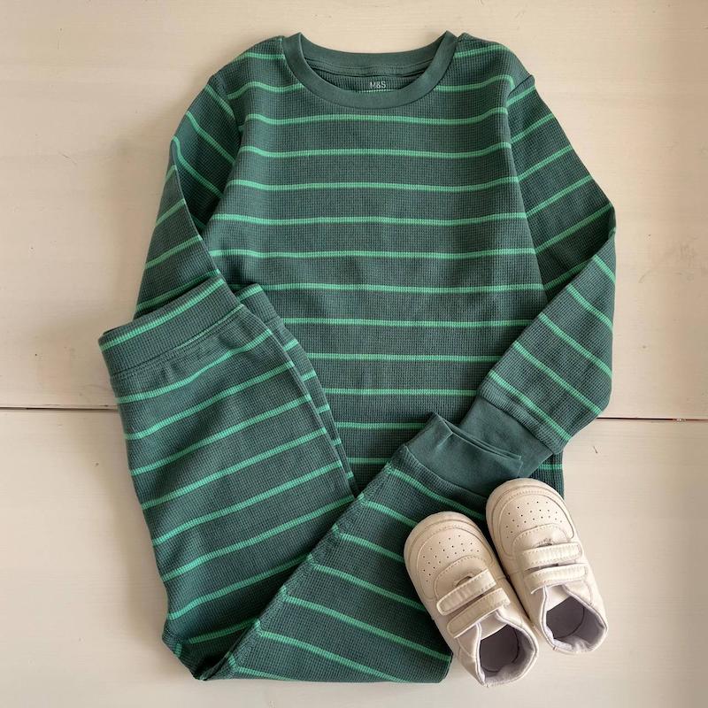 ست بيسكويتي سبز راه راه m&s