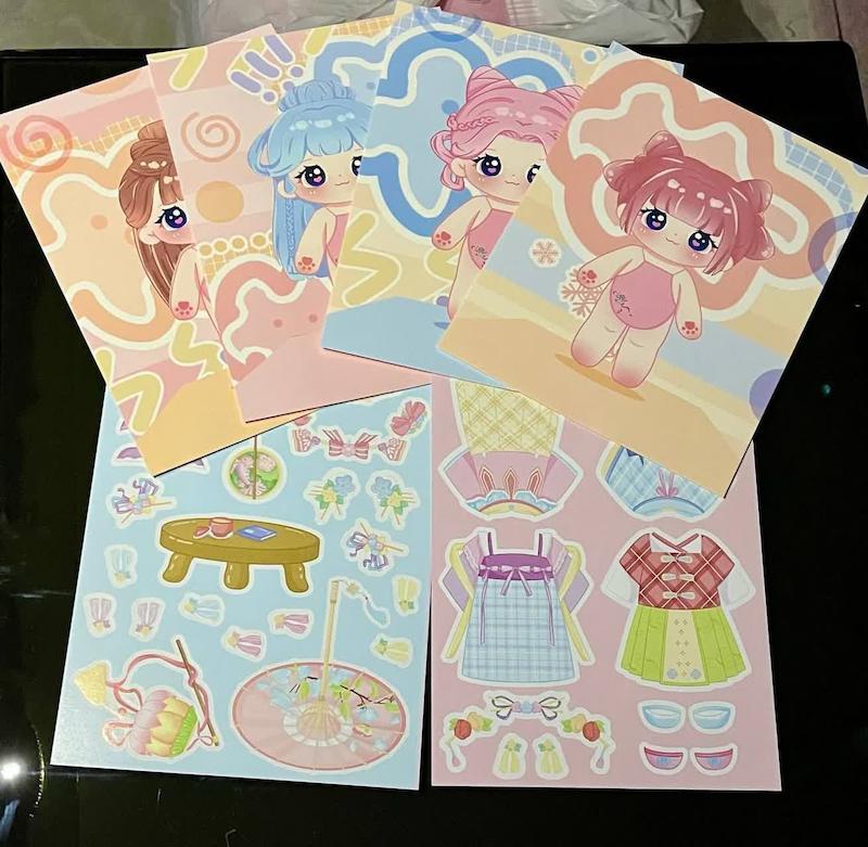 پک استیکر چیدمان لباس دخترانه کد 593