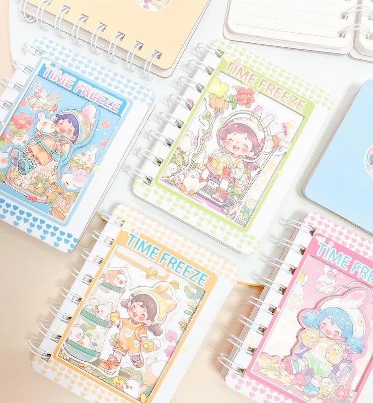 دفترچه یادداشت دو جاده سیمی طرح دختر سایز a7