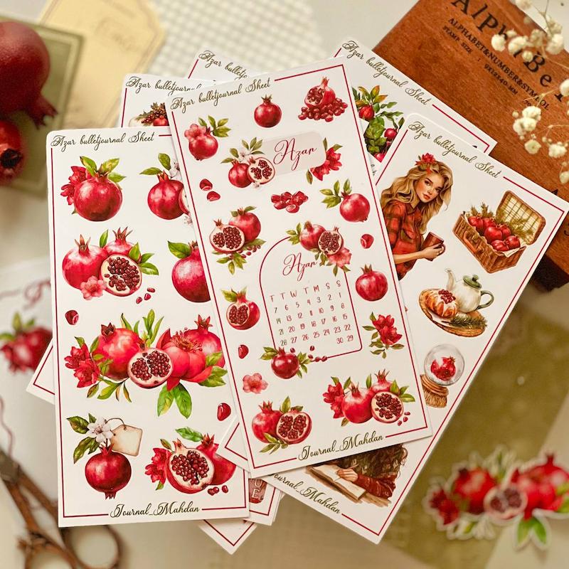 پک استیکری پلنر آذر | تم انار