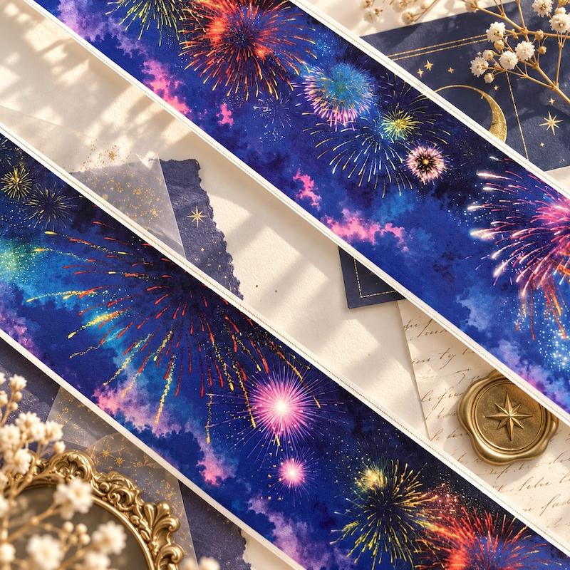 واشی PVC شفاف Midnight Fireworks عرض 5 سانتی متر