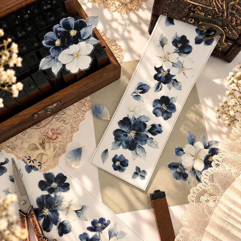 واشی گل سرمه ای و سفید برای کلاژ