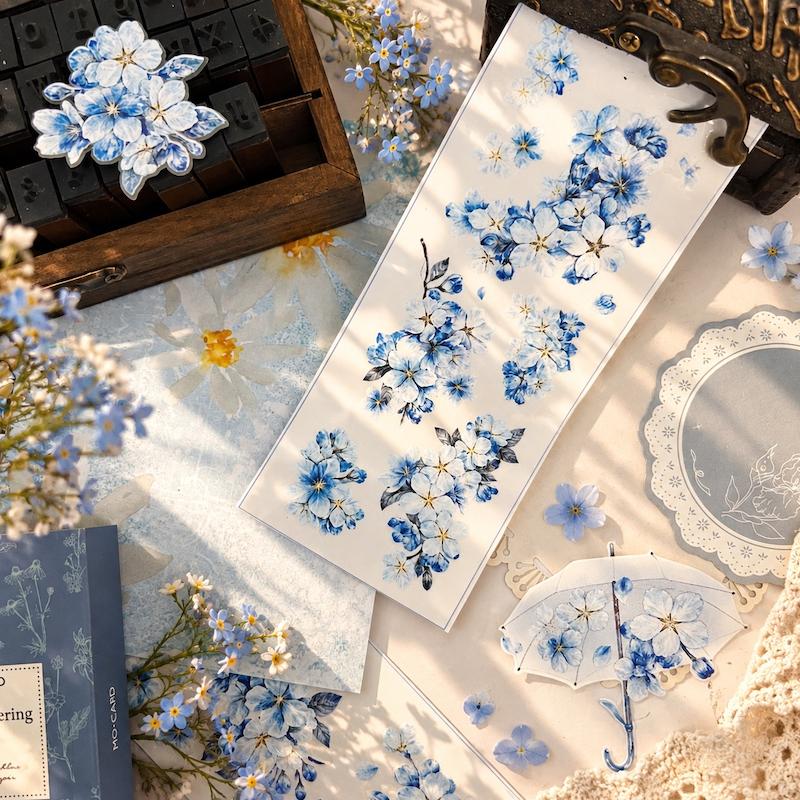واشی گل آبی رمانتیک برای کلاژ