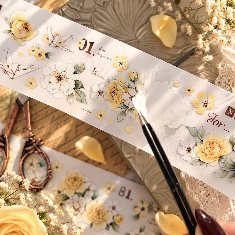 واشی Vanilla Rose با طرح رز زرد آبرنگی
