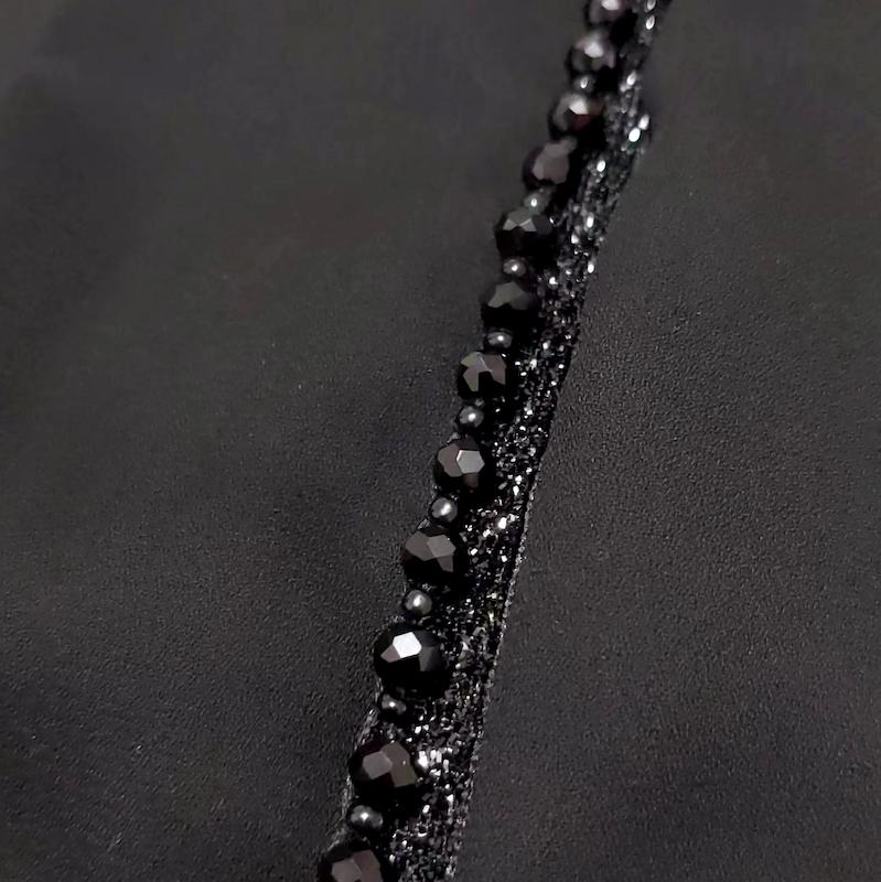 هدشال مشکی جواهردوزی کرپ حریر