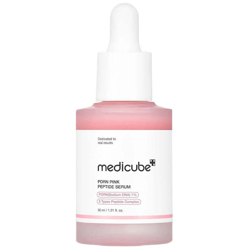 سرم روشن‌کننده مدی کیوب PDRN Pink Peptide با بطری قطره‌چکانی صورتی