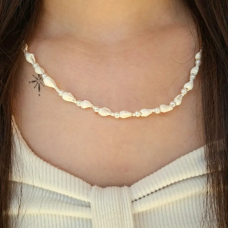 گردنبند صدف طبیعی مرواریددار