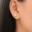 گوشواره طلایی طرح شاخه برگ با مروارید