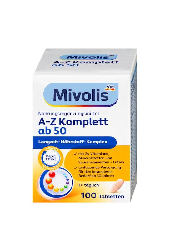 قرص مولتی ویتامین کامل آ تا زد A-Z بالای 50 سال میولیس 100 عدد ( Mivolis A-Z komplett ab 50 Depot)