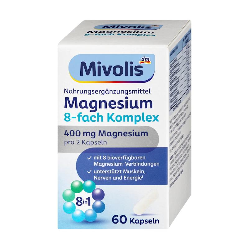 کپسول منیزیم ۸‌گانه میولیس، 60 عددی (Mivolis Magnesium 8-fach Komplex Kapseln)