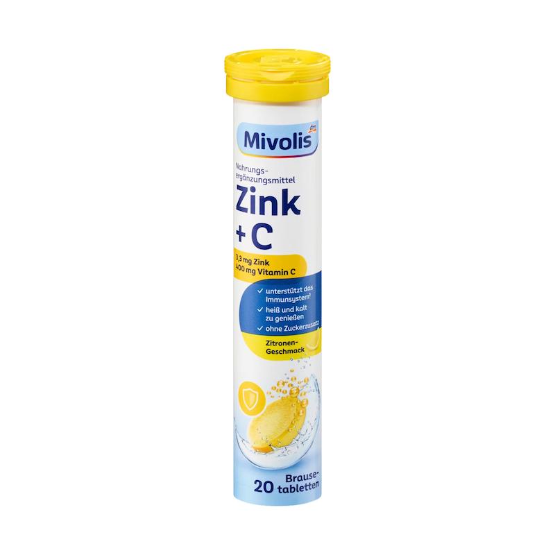 قرص جوشان زینک + ویتامین C میولیس، 20 عددی (Mivolis Zink + C Brausetabletten)
