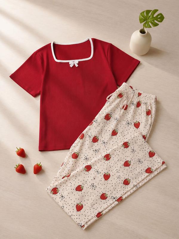 کراپ شلوار توت فرنگی 🍓 
