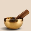 کاسه تبتی با مضراب چوبی مناسب مدیتیشن، یوگا، صدادرمانی و متعادل‌سازی چاکرا