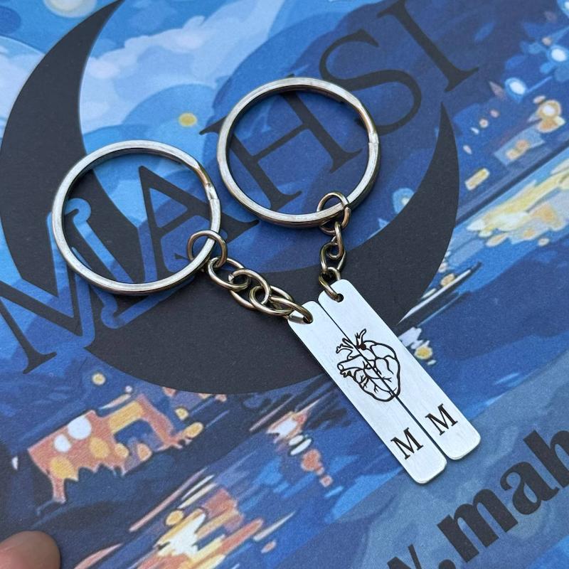 جاکلیدی ست استیل قلب اناتومی با حروف دلخواه