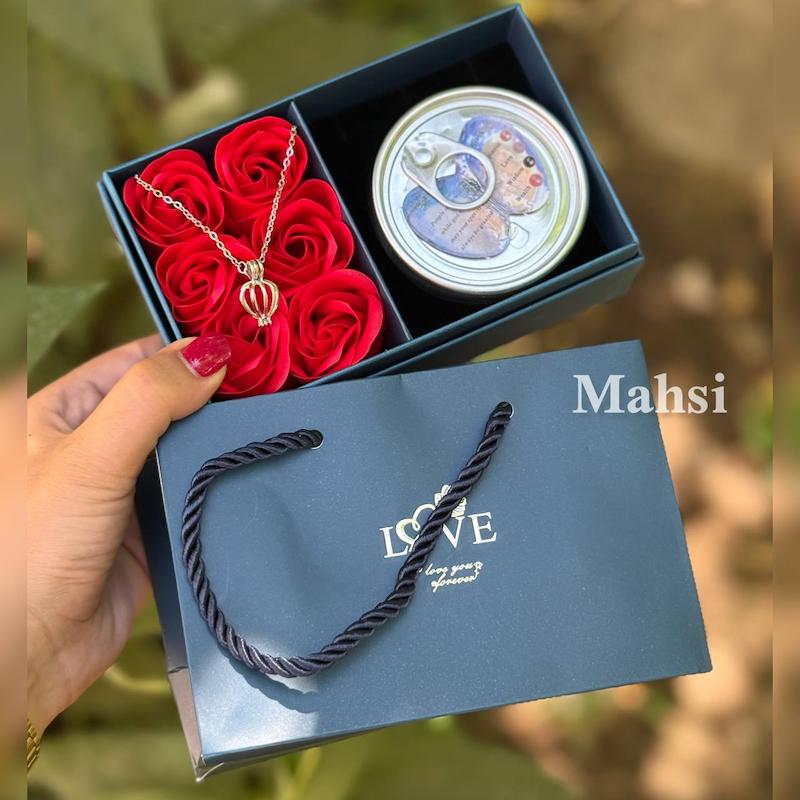  مروارید عشق کنسروی با باکس گل معطر