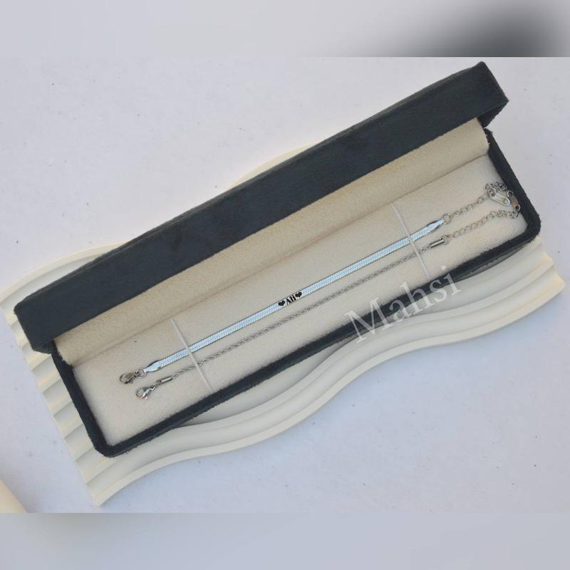 دستبند ماری و دستبند طنابی با باکس کادویی (با حک متن دلخواه)