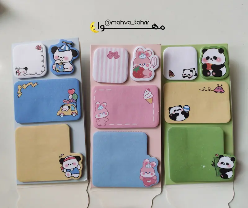 استیک نوت چهارتایی طرح کیوتچه🐰🐼