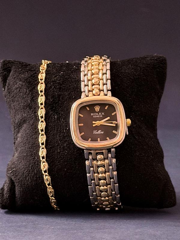 دستبند و ساعت طرح rolex رولکس زمینه سیاه