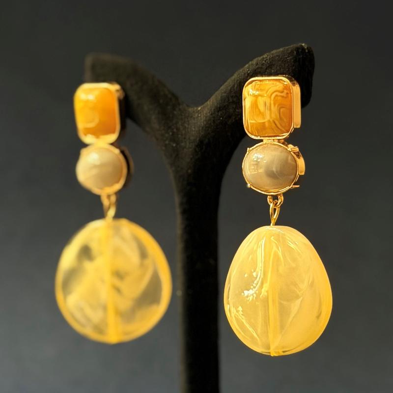 گوشواره طرح سنگ - رنگ عسلی