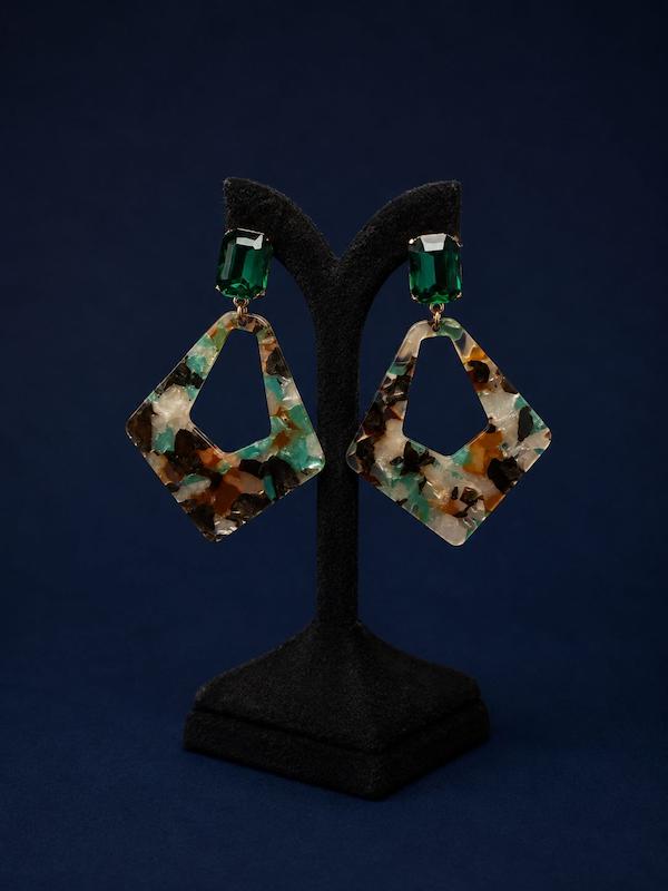 گوشواره هندسی سبز زمردی