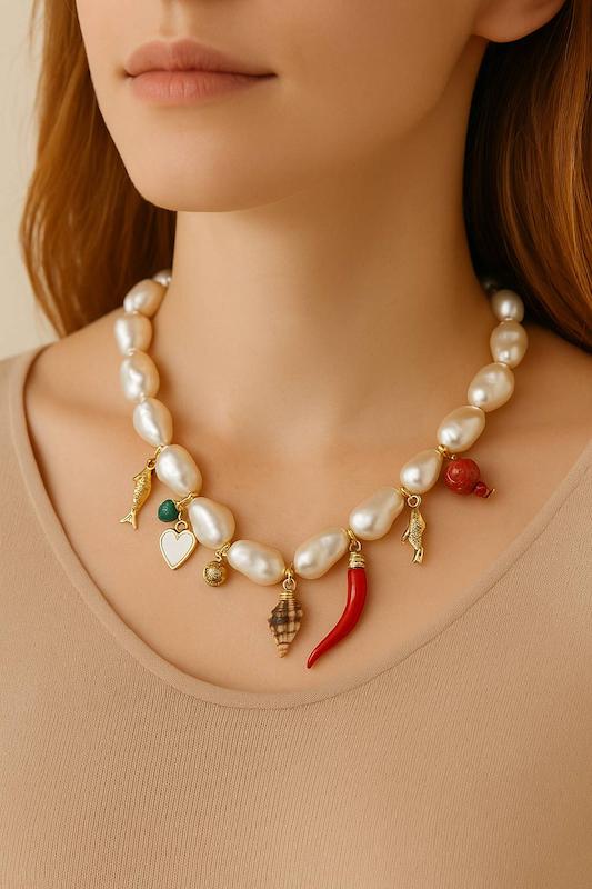 گردنبد مروارید با چارم فلفل (طرح زارا)