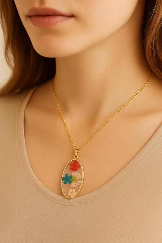 گردنبند شیشه ای طرح گل