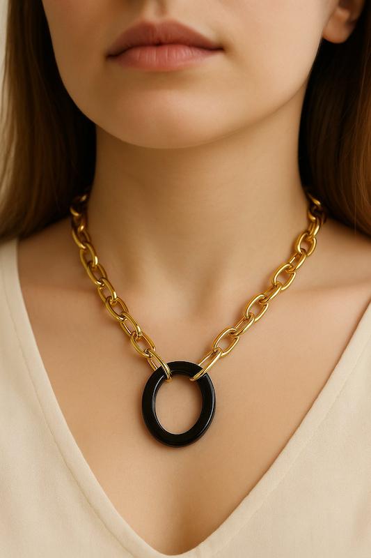 گردنبند زنجیری با حلقه پلنگی