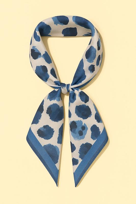 مینی اسکارف طرح آبرنگ آبی سفید