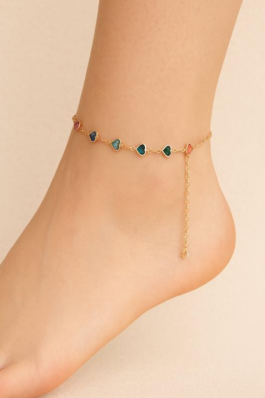 پابند زنجیری طرح رنگی قلبی