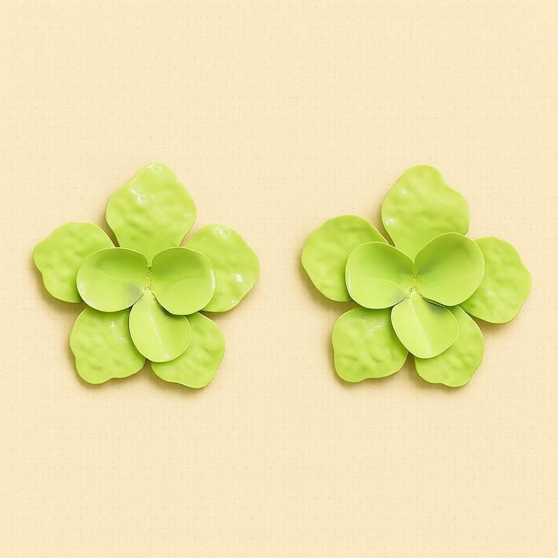 گوشواره فلزی طرح گل سبز