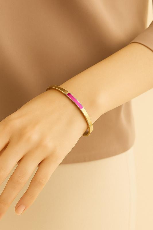 بنگل برنجکاری - صورتی طلایی - سایز کوچیک