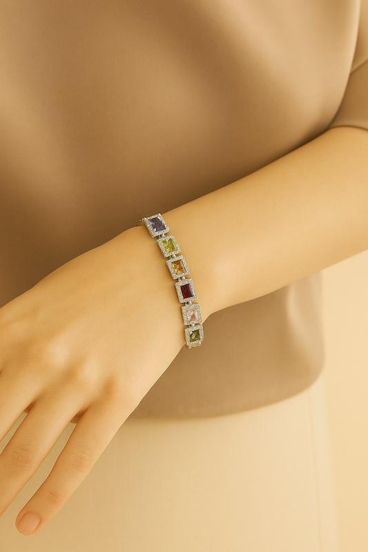 دستبند نگینی رنگی