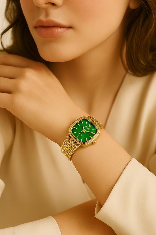 ساعت زنانه زمینه سبز طرح rolex