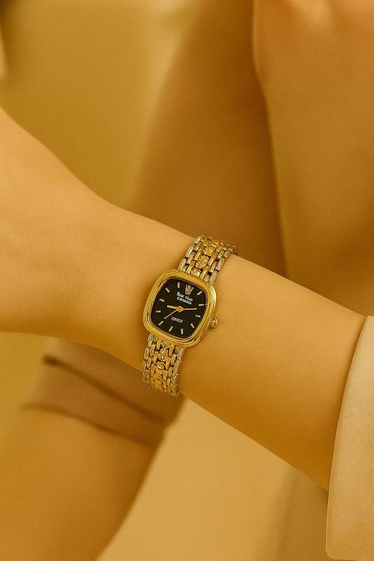 ساعت زنانه زمینه سیاه طرح rolex