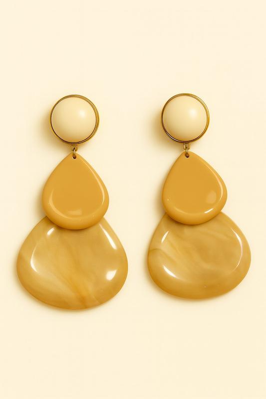 گوشواره طرح سنگ - کرم