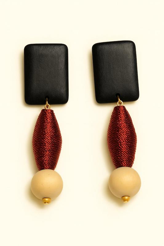 گوشواره حصیری - طرح چوب قرمز