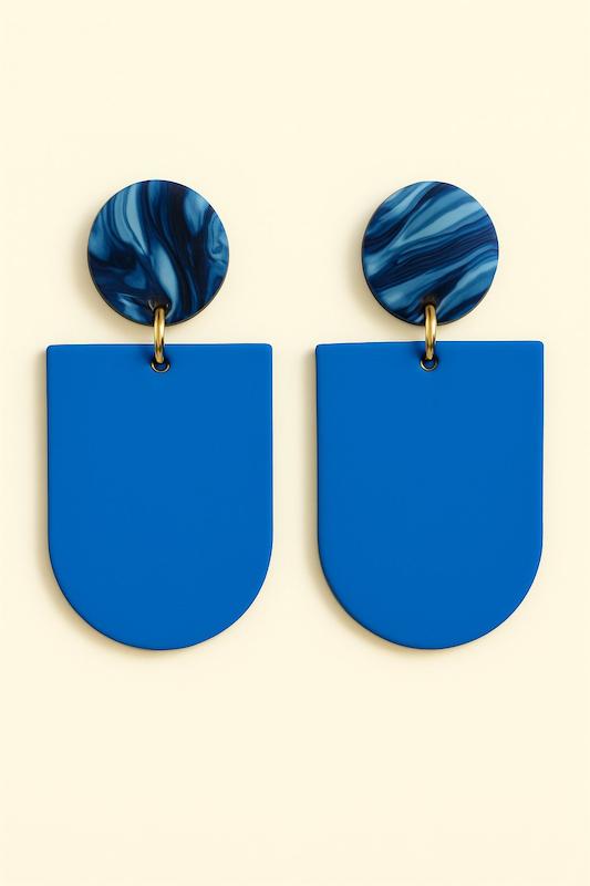 گوشواره خمیری - طرح آبی