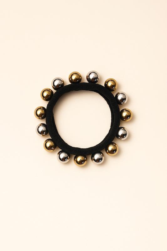 کش سر طرح مرواریدی - طلایی نقره ای