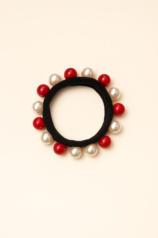 کش سر طرح مرواریدی - سفید قرمز