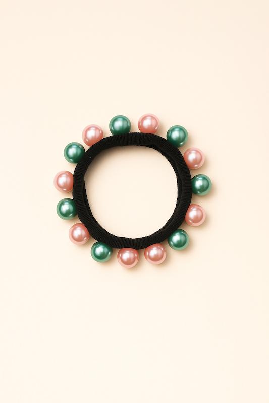 کش سر طرح مرواریدی - سبز صورتی