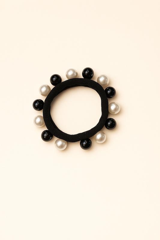 کش سر طرح مرواریدی - مشکی سفید