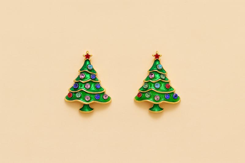 گوشواره طرح کریسمس - کاج (برند flying tiger دانمارک)