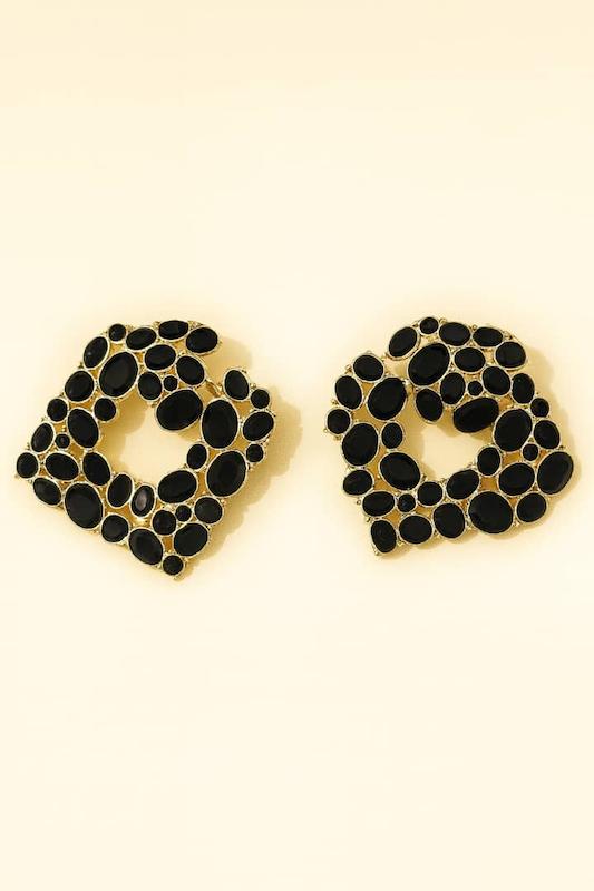 گوشواره چند ضلعی - سیاه طلایی