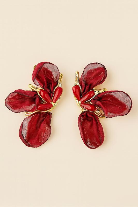 گوشواره طرح گل پارچه ای