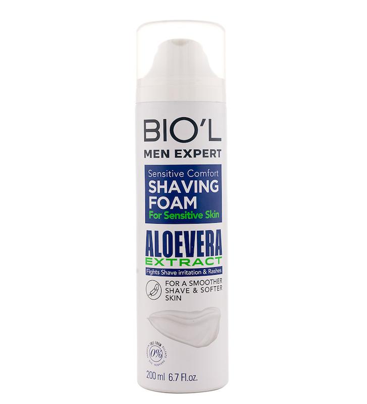 بیول فوم اصلاح مردانه با عصاره آلوئه ورا مناسب پوست حساس 200 میل  Biol Aloe Vera Extract Shaving Foam 200ml