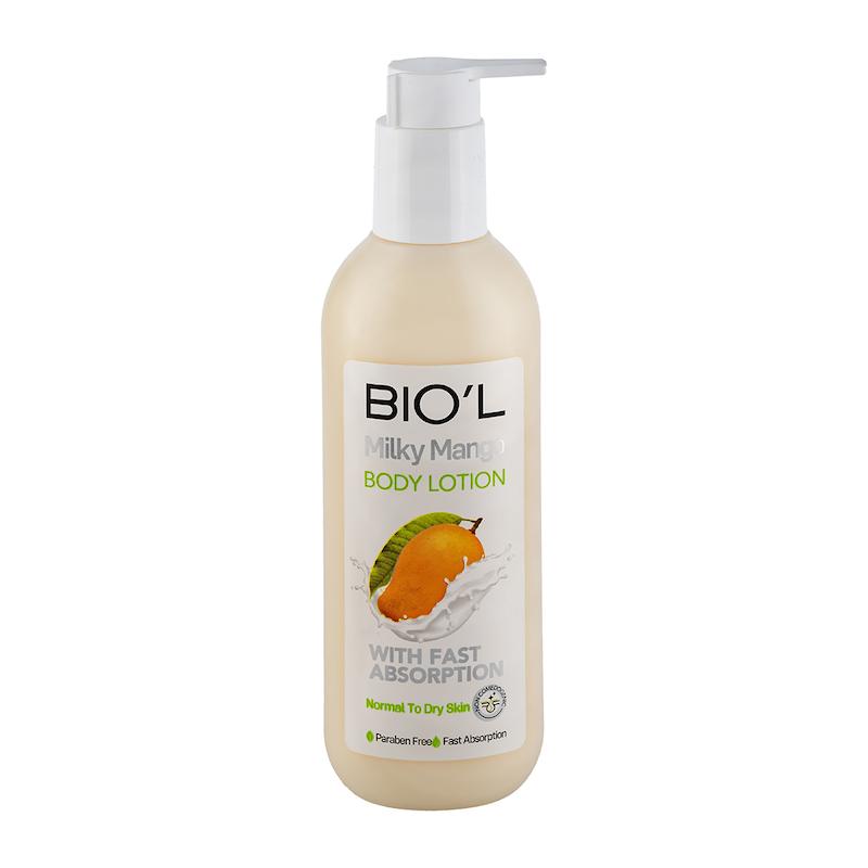 بیول لوسیون مرطوب کننده بدن مناسب پوست نرمال و خشک حجم 250 میل  Biol Milky Mango Body Lotion 250 ml